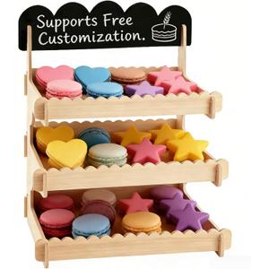 Cookie Display Stand with Chalkboard Sign, Tiered Dessert Stand for Market Booths, Bakers & Vendors – Rustic Food Display for Cookies, Cupcakes, Pastries & Craft Fairs