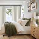 Beige White Linen Full Blackout Curtains 84 Inches Long, Viral Pinch Pleated Curtains with Hooks Thermal Insulated Boho Drapes for Living Room/Bedroom Window Treatment (40" Wx84 Lx2 Panels) (Lightbirch)