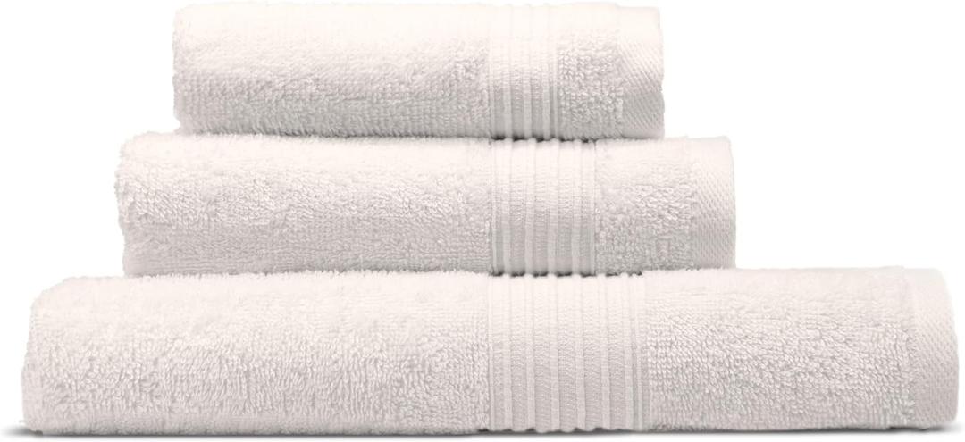 Cosy House Collection 3-Piece Essential Cotton Bath Towel Set - Ultra Soft, Absorbent & Quick Drying - Luxury 100% Cotton Plush Towel - for Bathroom, Shower & Kitchen (Ivory)