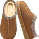 Evshine Women’s Genuine Suede Slippers, Fuzzy Warm House Shoes for Indoor Outdoor, Great Gift for Winter Comfort 8