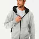 Mens Fleece Hooded Sweatshirt Winter Full Zip Jackets Long Sleeve Outerwear with Multi Pockets (XXL)