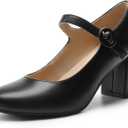 DREAM PAIRS Women's Mary Jane Shoes Chunky Heel 2.76 Inch - Round Toe Vintage Office Work Pumps - Comfortable Low Block Heels Dress Shoes for Women (8, Black)