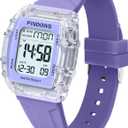 Women Watch for Women Teenagers Watch Outdoor Sports Digital Watches for Ladies Students Waterproof Watches with Alarm Stopwatch Countdown Dual-Time Hourly Chime Function High Brightness Light (Purple)