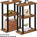 TUTOTAK Small Side Table, Narrow End Table, Bedside Table, Set of 2, Couch Side Table with Wheels for Living Room or Bedroom, Brown TB01BB0612