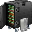 YITAHOME Insulated Food Pan Carrier, 95 Qt LLDPE Hot Box for Catering w/Stainless Steel Pan, Catering Food Warmer with Swivel Casters for 6 Full-Size Pans, Stackable Design for Restaurant Gathering