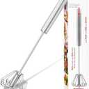 2 x Qukaka Hand mixer egg beater,stainless steel semi automatic whisk,egg spinner,wisking tool,whipped cream dispenser,easy whisks for cooking,Beating&Stirring(12in)
