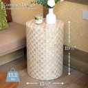 Chi An Home 19.3” Capiz Shell Ivory Checkered Cylinder Drum Side Table, 19.3" x 13.4"