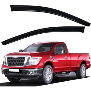 Lightronic Extra Durable Outside Mount Auto Vent Window Visor, Fits 2017-2019 Nissan Titan & Titan XD, Regular Cab/King Cab Pickup, UV Protection Rain Guard, Original Wind Deflector, Smoke, 2-Pcs