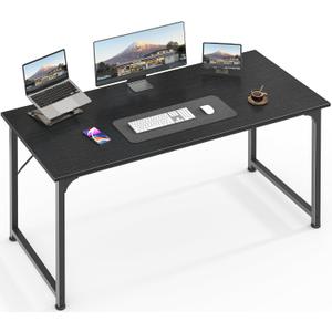 Huuger 48 Inch Office & Gaming Desk with Storage, Modern Simple Design, Large Legroom, Black Metal Frame