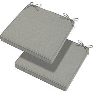 Magpie Fabrics Indoor Outdoor Waterproof Square Chair Cushion, 18" x 18" x 2.5", 2 Pack, Water Resistant Seat Cushions, for Patio Garden Office, Grey