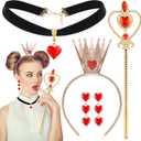 Liliful 4 Pcs Valentine Heart of The Woman Queen Costume Accessories Heart Party Accessories Crown Headband Scepter Wand