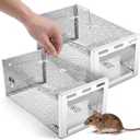 2 Pcs Humane Rat Trap 11.02 x 5.71 x 4.53 in Live Rat Cage Trap for Indoor and Outdoor Small Rodent Animal Mouse Vole Chipmunk Hamsters Live Cage, Safe Control No Kill, Catch and Release