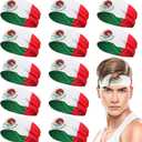 12 Pcs Mexico Country Flag Headbands Mexican Bandana with National Flag Headband Sweatbands for Men Women Sports