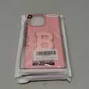 Skyseaco for iPhone 15 Pro Max Case Aesthetic Monogram Phone Case with Pink Leather Embroidered Letters Shockproof Protective Cover for Women Girls, Initial B Pack of 2