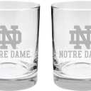 Notre Dame Fighting Irish Whiskey Glass Set  2-Sided Satin Finish Rock Glasses  Heavy-Duty Notre Dame Glassware  Cocktail & Bourbon Glasses  Boxed Set of 2, 14 oz