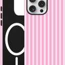 Jusy Compatible with MagSafe Striped Phone Case for iPhone 14 Pro, Cute Aesthetic Magnetic Soft TPU and Hard PC Protective Phone Cover for Women GirlsMatte - Dark Pink