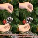 24 PCS Natural Pine Cones, 1.96 in Pinecone Ornaments, Pine Cones for Crafts with Sliver String, Decorative DIY Craft for Christmas Tree Christmas Table Decorations, Winter Decor Vase Filler