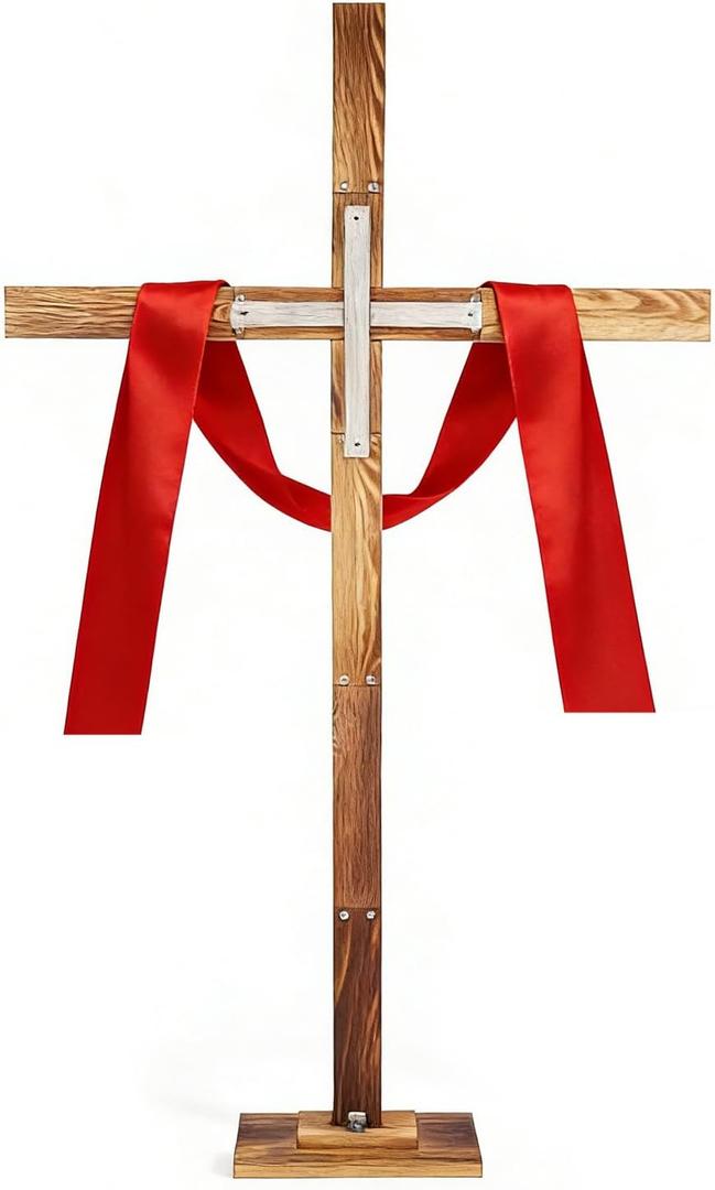 Veonly 75 Inch Large Easter Wooden Cross, Large Standing Cross Decoration, Wood Jesus Christian Wall Crucifix Stand He is Risen Easter Decor, Christian Religious Decor for Home, Church, or Holiday Celebrations