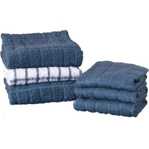 Ritz Premium Kitchen Towel and Dish Cloth Value Set: Highly Absorbent, Super Soft, Long-Lasting, 100% Cotton Checked and Solid Hand Towels, Tea Towels, Bar Towels - 6 Pack, Federal Blue