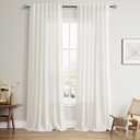 Nanspring Beige White Linen Curtains Extra Long 120 Inches Long for Living Room 2 Panel Set Back Tab Light Filtering Boho Farmhouse Semi Sheer Curtain Drapes for Dining Room Large Window 10 FT Tall