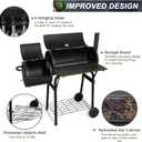 Barrel Charcoal Grill with offset Smoker(420.SQ.IN), Joyfair Large Outdoor BBQ Grills with Chimney Starter Set For Grilling, Smoking, Roasting, with Thermometer & Front Table, 6 S-Hooks & Clamp