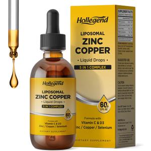 Liposomal Zinc Copper Liquid Drops, 50mg Zinc Picolinate with Copper, Selenium, Vitamin C&D3 for Immune & Thyroid Support, Fast-Absorbing Mineral Supplements for Men & Women, Blueberry, 2 Fl Oz
