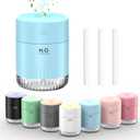 Colorful Mini Humidifier, USB Rechargeable Humidifier, small humidifier, 4 Modes Super Quiet, Humidifiers For Bedroom,Suitable For Travel Office Family Baby Bedroom-Blue