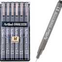 Artline 230 Drawing System Pens, Technical Drawing Pens For Drafting, Illustrating, and More, 0.1mm, 0.2mm, 0.3mm, 0.4mm, 0.5mm, and 0.8mm Fine Tips - Black, 6-Pack