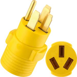Kanayu 50Amp RV to Stove Adapter NEMA 14-50P to 10-50R, 4 Prong Generator RV 14-50P Male to 3 Prong Stove, Oven 10-50R Adapter Generator Dryer Power Cord Connector(Yellow)