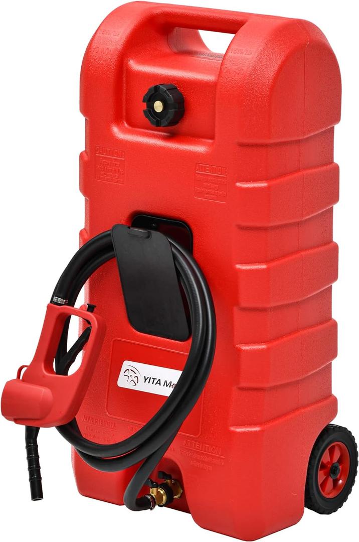 YITAMOTOR Fuel Caddy 15 Gallon, Fuel Transfer Tank, Portable Gasoline Diesel Fuel Tank with Manual Transfer Nozzle, Diesel Fuel Container, Red