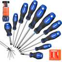 SORAKO 11-Piece Magnetic Screwdriver Set, 5 Phillips and 5 Slotted Tips, Include Magnetizer, Screwdriver with Professional Non-Slip Grip, for Home Repair and DIY ProjectsWith Case