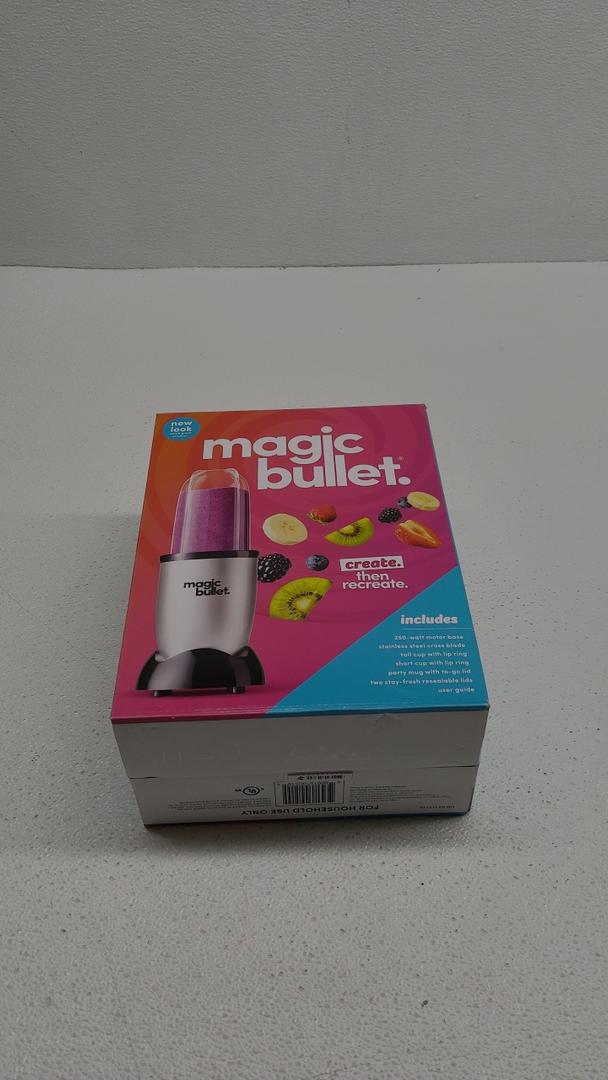 Magic Bullet® Blender Set, 7-Piece Set, 250W Blender and Food Processor, 2 Blending Cups, Cross Blade, Compact Design, Smoothies, Sauces, Silver, MBR-0701AK
