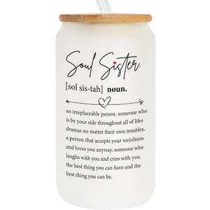 Friendship Gifts for Women Friends, Gifts for Friends Female, Gifts for Best Friend - Gifts for Sister - Sister Birthday Gifts - Galentines Day, Valentines Gifts for Friends - 16 Oz Can Glass
