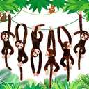 Hungdao 6 Packs Hanging Monkey Stuffed Jungle Animal Toy with Hook and Loop Jungle Party Hanging Decorations for Kids Classroom Birthday Party Decorations(24 Inch)