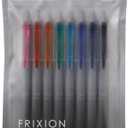 PILOT Frixion Synergy Knock, 8 Color Set, Slide Clicker Retractable Erasable Gel Ink Pens with Synergy Tip, Refillable Extra Fine Point 0.4mm, 8-Pack, Assorted Colors, LFSK-14-8C
