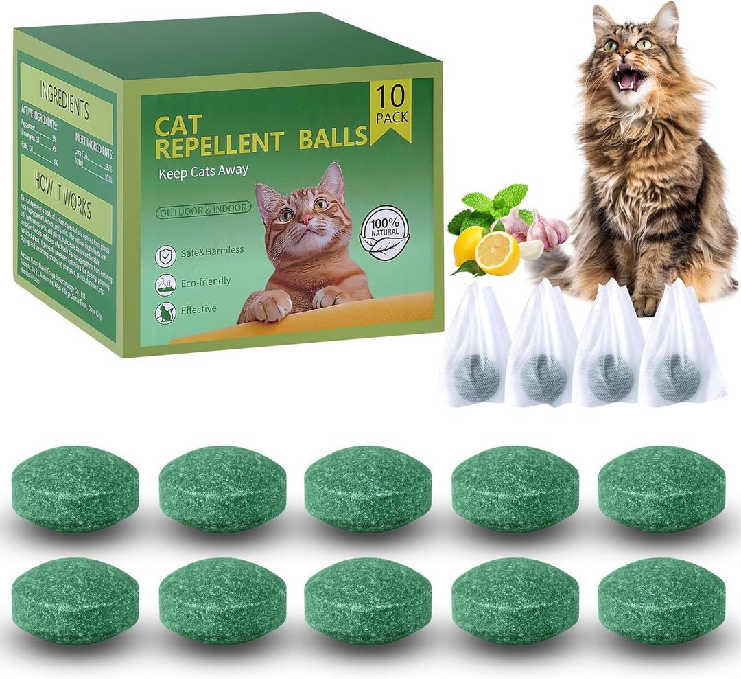 LHNVXF 10 Pack Cat Deterrent Outdoor, Natural Peppermint Oil Cat Deterrent Outdoor Indoor, Peppermint Oil Formula to Help Discourage Cats from Gardens, Furniture & Lawns