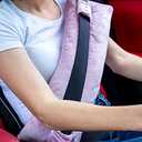 Wumimi Mastectomy Pillow Post Surgery Seat Belt Pillow Cushions Pads Protector for Breast Cancer Port Pacemaker Heart Surgery C-Section Recovery (Pink, Black) Pack 2