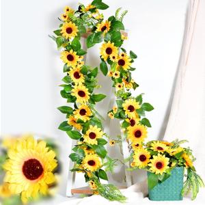 Naidiler Vibrant Full Sunflower Garland for Decoration, 6.2Ft Pretty Sunflower Vine for Wedding Baby Shower Boho Birthday Party Table Room Backdrop Dcor