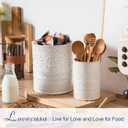 LOVECASA Utensil Holder, 7.2"+5.4" Ceramic Utensil Holder for Countertop, Large Cooking Utensil Crocks for Kitchen Counter, Farmhouse Utensil Vase for Housewarming, Kitchen Decor, Set of 2, Oasis