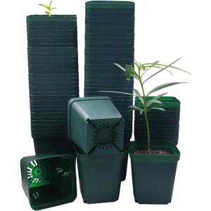 Square Nursery Seedling Pot 3.5 Inches 90 Pcs, Small Nursery Pot Plastic Thick and Sturdy Seed Start Germination Pot for Plant Propagation and Seeding(Green,3.54 Inches, 90Pcs)