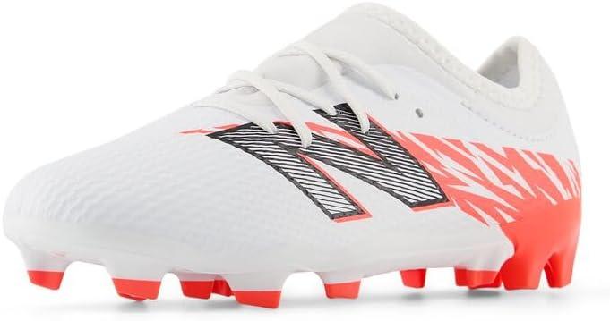 New Balance Unisex-Child Furon Team Jnr Fg V8 (2 Wide Little Kid, White/Energy Red/Black)