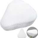 Feekoon Imitation Sheepskin Bicycle Seat Cover & Removable Sponge Padding, White Universal Sheepskin Bike Cushion Cover, Secure Fit Fur Protector for Wide Seat Spin Bike, Cruiser Exerciser
