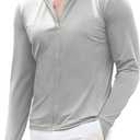 COOFANDY Full-Zip Men's Lightweight Hoodie UPF 50 - Breathable Sun Protection Jacket with Pockets for Golf, Fishing, Hiking (Gray, M)
