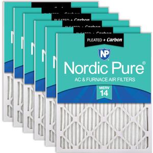 Nordic Pure 14x25x1 (13 1/2 x 24 1/2 x 3/4) Pleated Air Filters MERV 14 Plus Carbon 6 Pack
