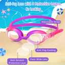 Meooeck 4 Pairs Kids Swim Goggles Anti Fog Multipack Clear Swimming Goggles with Nose Clip Earplug for Girls Boys Pool Gift