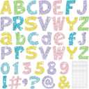 Colarr 216 Pcs Glitter Bulletin Board Letters for Classroom Number Alphabet 4 Inch Poster Board Letter with Adhesive Dot Punctuation Symbol Cutout Bulletin Display School (Mixed)