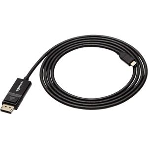 Amazon Basics Bi-Directional USB-C to DisplayPort Cable, 6-foot, Black
