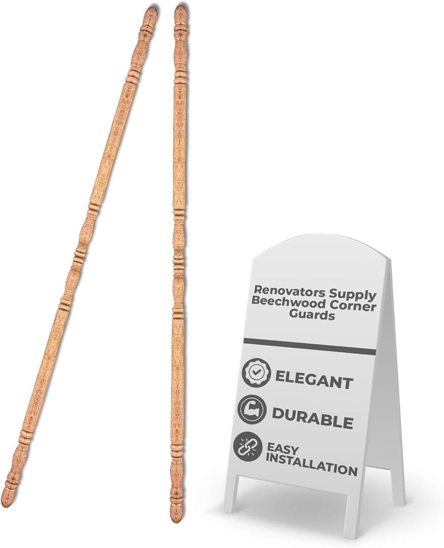 Renovators Supply Manufacturing Corner Protectors 39 1/4 in. Beechwood Edge Protector, Sanded Corner Guard 2 Pack