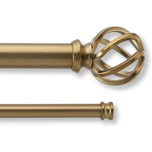 MODE Premium Collection Double Curtain Rod Set with Birdcage Finials - 36 to 72 in, Warm Gold (Fits 36" - 72" wide windows)