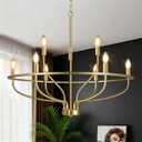 30" Gold Chandelier, 9-Light Modern Farmhouse Chandelier for Dining Room Lighting Fixtures Hanging, Candle Chandelier Light for Living Room, Kitchen Island, Bedroom and Entryway (Bulbs Not Included)